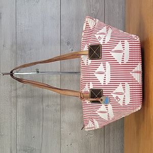 Dooney & Bourke Canvas Sailboat Shoulder Bag Tote Satchel Handbag